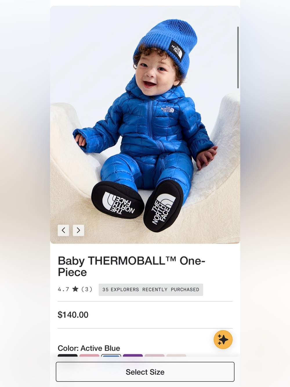The North Face Baby ThermoBall One-Piece - Bright Blue